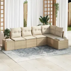 5-kohaline modulaarne polürotangist aiadiivanikomplekt patjadega, beež, 5-osaline
