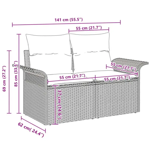 9-osaline hallist polürotangist modulaarne aiamööbli diivanikomplekt patjadega - 10