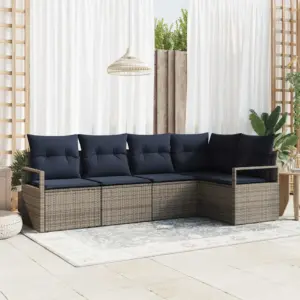 Aiamööbli komplekt 5-osaline, hall polürotang, modulaarne nurgadiivan, 5 istekohta, 232 x 122 x 85 cm