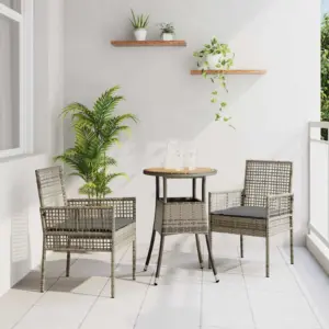 Aiamööbli komplekt hallist polürotangist, laud ja 2 tooli, laud 60 x 80 x 75 cm