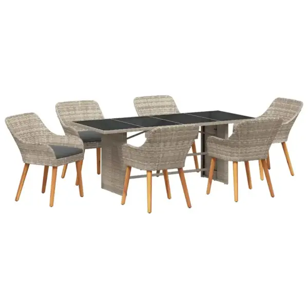 6-kohaline 7-osaline aiamööbli komplekt helehalli polürotangiga, klaasplaadiga laud 190 x 80 cm - 2