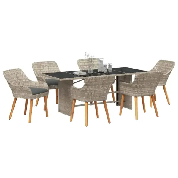 6-kohaline 7-osaline aiamööbli komplekt helehalli polürotangiga, klaasplaadiga laud 190 x 80 cm - 3