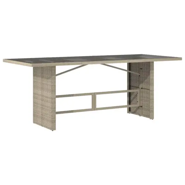 6-kohaline 7-osaline aiamööbli komplekt helehalli polürotangiga, klaasplaadiga laud 190 x 80 cm - 5