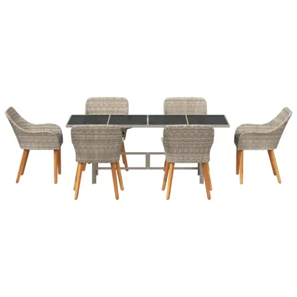6-kohaline 7-osaline aiamööbli komplekt helehalli polürotangiga, klaasplaadiga laud 190 x 80 cm - 7