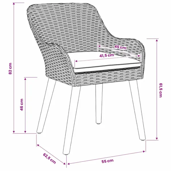 9-osaline aiamööbli komplekt patjadega, helehall polürotang, laud 200 x 100 cm - 12