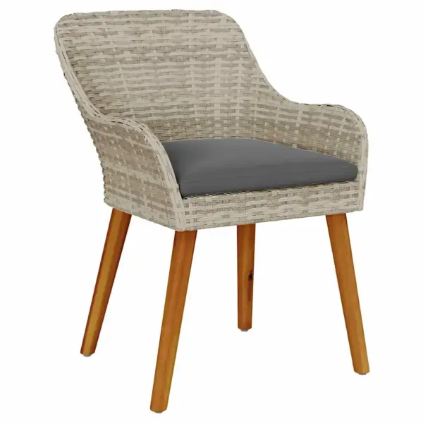 9-osaline aiamööbli komplekt patjadega, helehall polürotang, laud 200 x 100 cm - 6