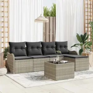 Helehall modulaarne polürotangist aiamööbli diivanikomplekt, 6 osa, 5 istekohta