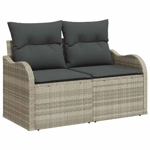 Modulaarne aia diivanikomplekt, helehall polürotang, 6 istekohta, laud 55 x 55 cm - 4