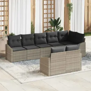 Modulaarne aiadiivanikomplekt patjadega, 8 istekohta, helehall polürotang