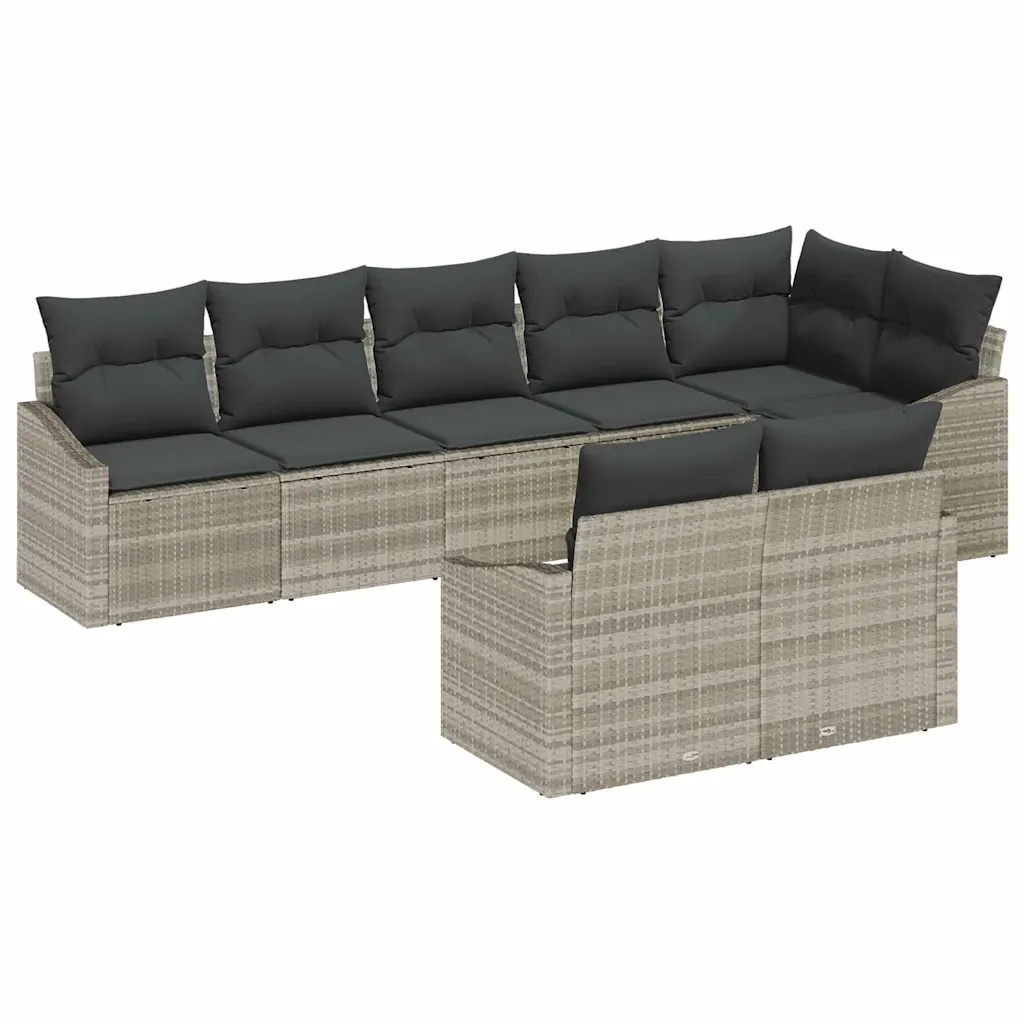 Modulaarne aiadiivanikomplekt patjadega, 8 istekohta, helehall polürotang