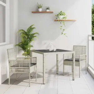 Helehall polürotangist aiamööbli komplekt, laud 90 x 90 cm, 2 tooli