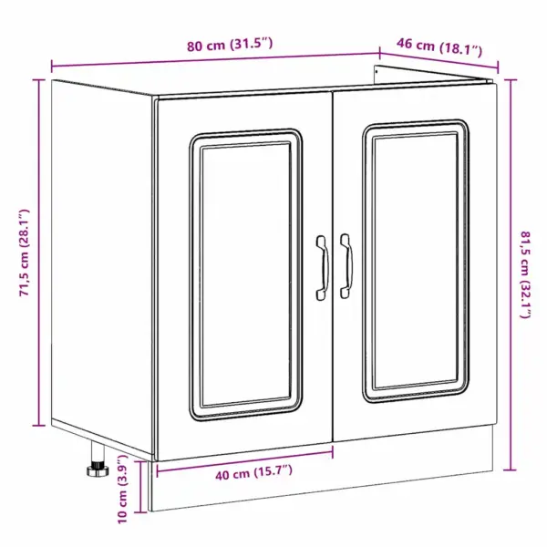 Pruun tehispuidust köögikapp Kalmar, 2 tk, 80 x 46 x 81,5 cm - 10