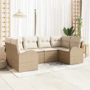 Modulaarne 6-kohaline aiadiivanikomplekt patjadega, beež polürotang
