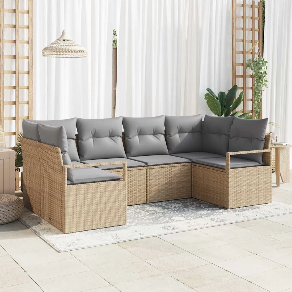 Modulaarne aiadiivanikomplekt padjaga, 6-kohaline, beež polürotang
