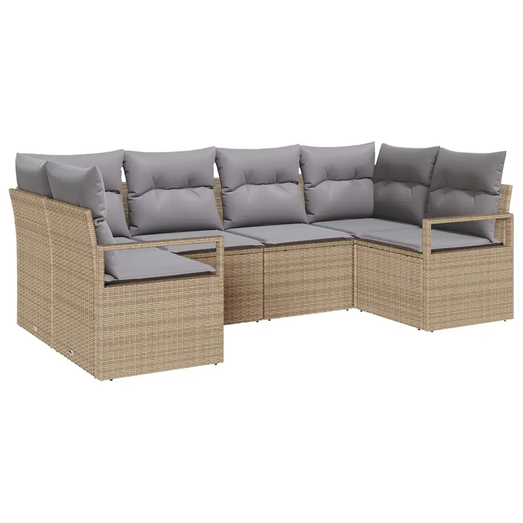Modulaarne aiadiivanikomplekt padjaga, 6-kohaline, beež polürotang