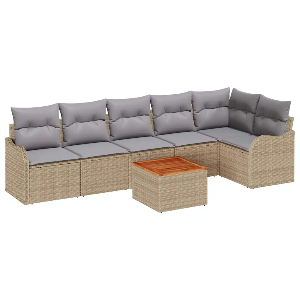 Modulaarne aiamööbli diivanikomplekt hoiustamisega, 7-osaline, beež polürotang, laud 55 x 55 x 37 cm