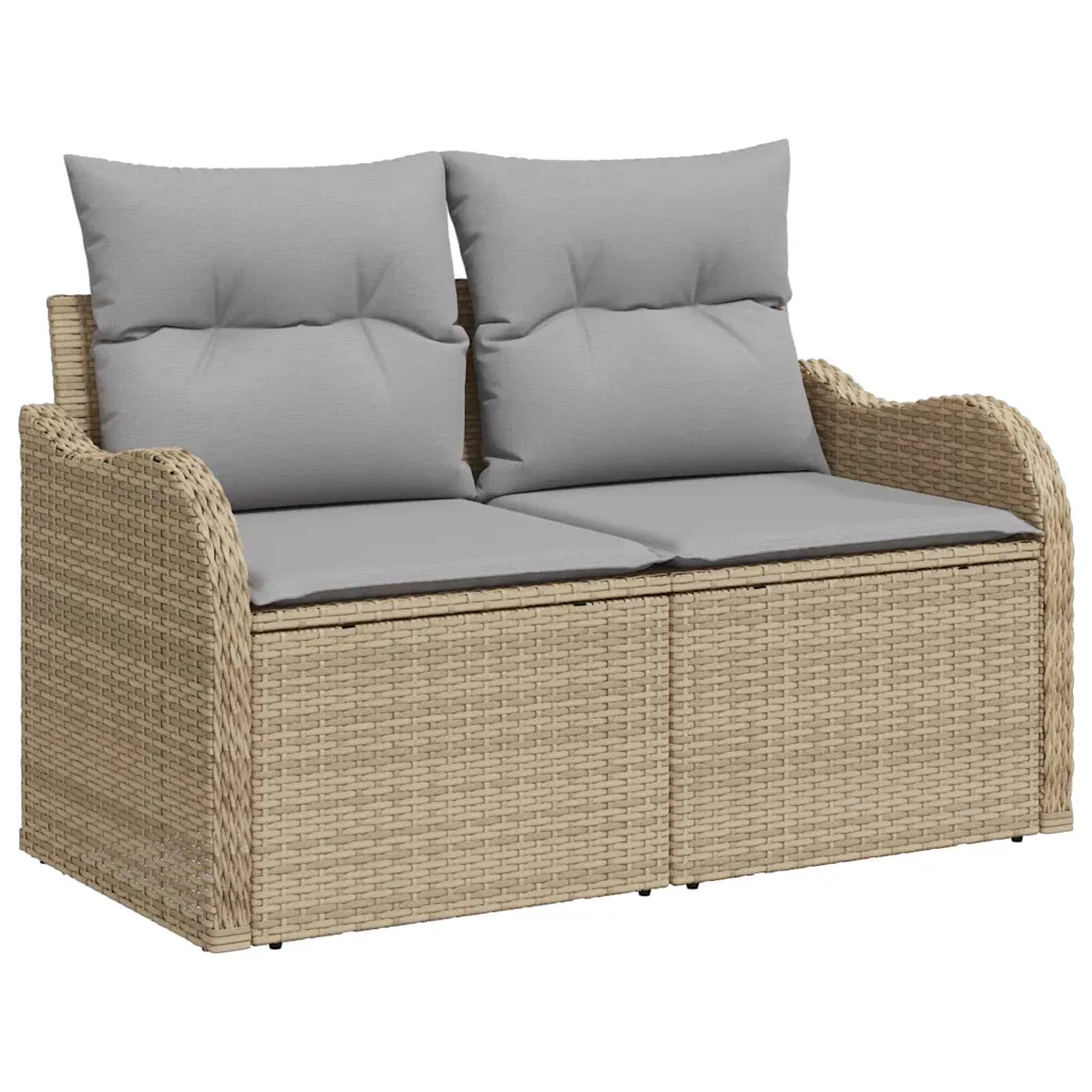 Modulaarne aiamööbli diivanikomplekt hoiustamisega, 7-osaline, beež polürotang, laud 55 x 55 x 37 cm