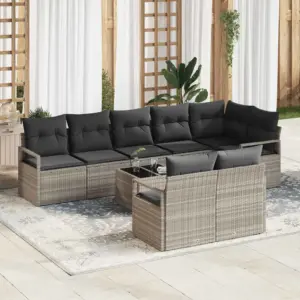 9-osaline modulaarne aiadiivanikomplekt patjadega, helehall polürotang