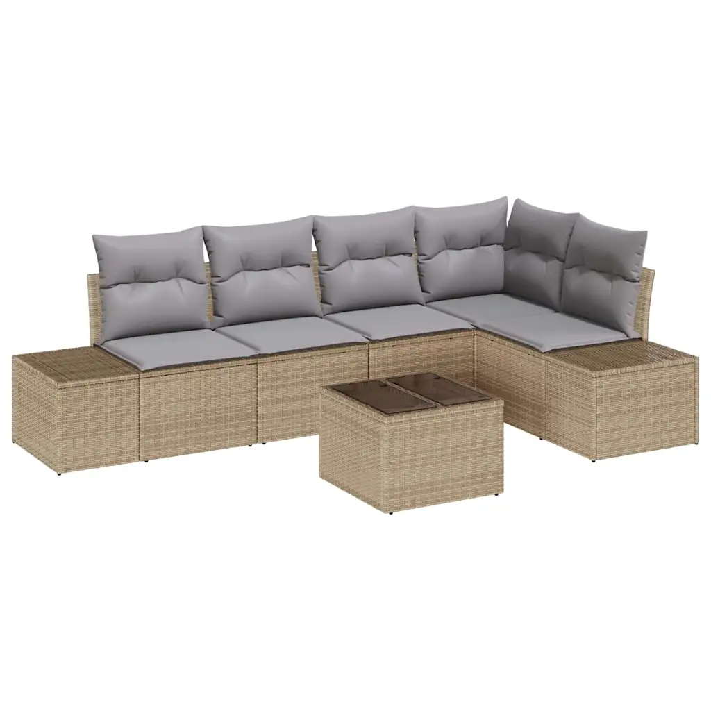 Modulaarne aia diivanikomplekt 6-osaline, beež polürotang