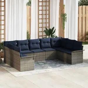 Modulaarne aiadiivani komplekt patjadega, 9 osa, 11 istekohta, hall polürotang