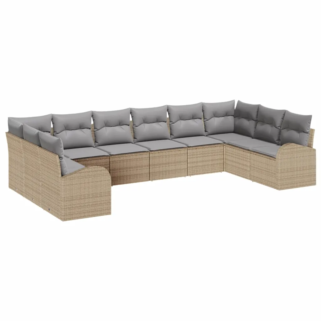 Modulaarne 10-kohaline aiadiivanikomplekt patjadega, beež polürottang, 10 osa