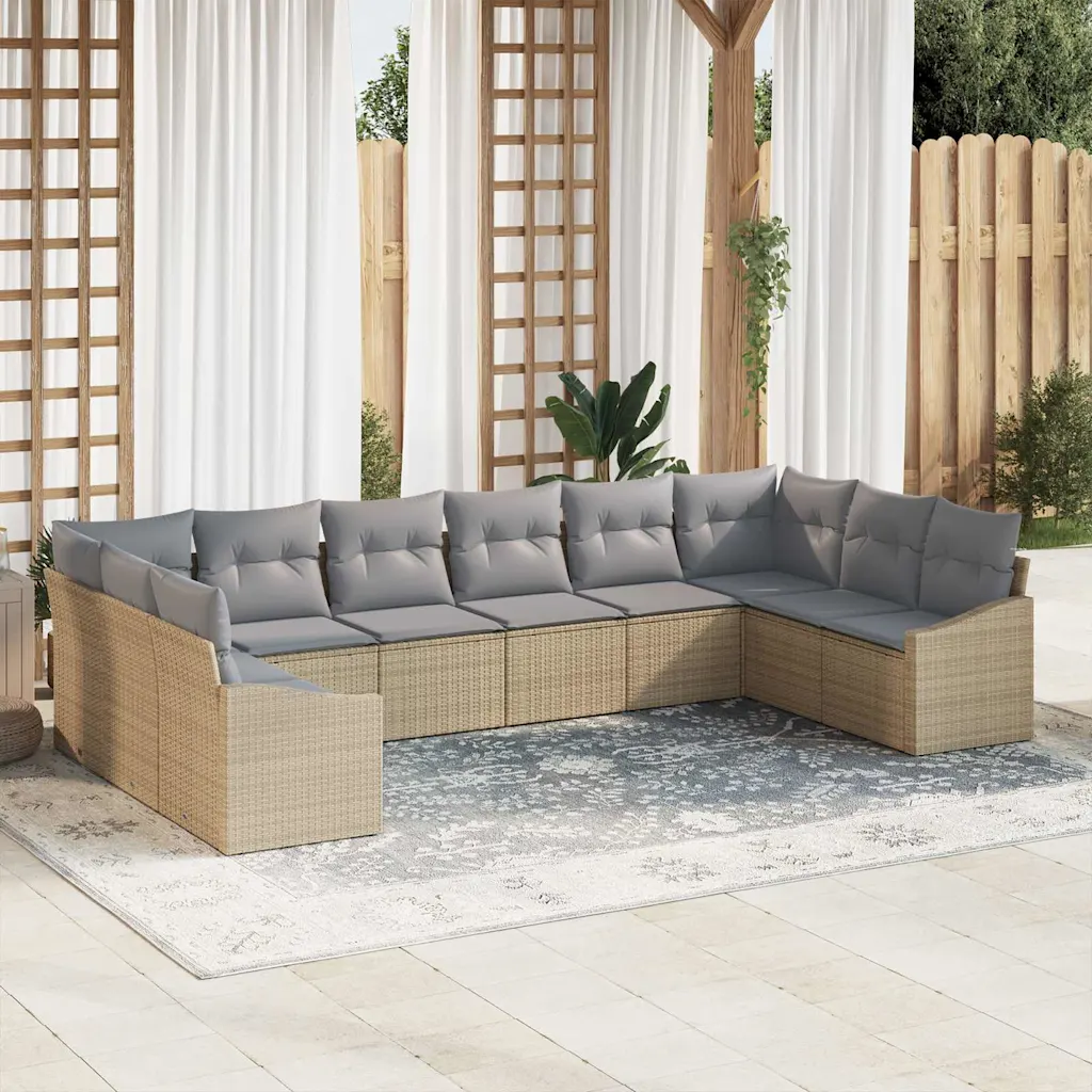 Modulaarne aiadiivanikomplekt patjadega, 10-kohaline, beež polürotang