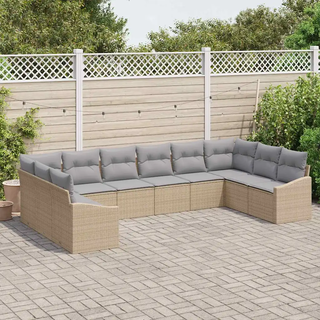 Modulaarne aiadiivanikomplekt patjadega, 10-kohaline, beež polürotang