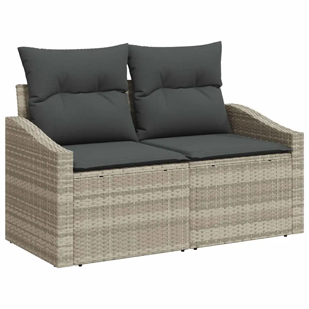 Modulaarne aiadiivanikomplekt patjadega, 10 osa, helehall polürotang, 9 istekohta