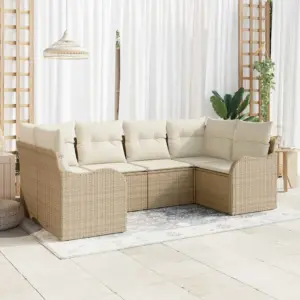 Modulaarne aiadiivanikomplekt patjadega, 6-kohaline, beež polürotang