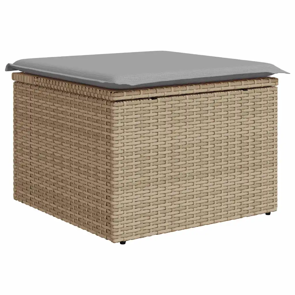 Modulaarne aiadiivanikomplekt patjadega, 6-kohaline, beež ja hall polürotang, 184 x 62 x 85 cm