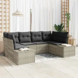 Modulaarne aiadiivanikomplekt patjadega, 6 osa, helehall polürotang