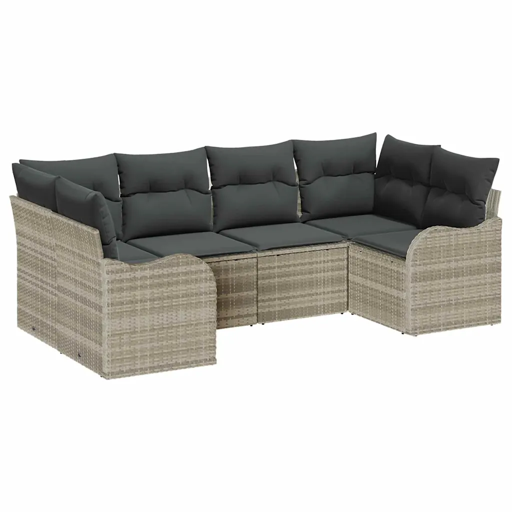 Modulaarne aiadiivanikomplekt patjadega, 6 osa, helehall polürotang