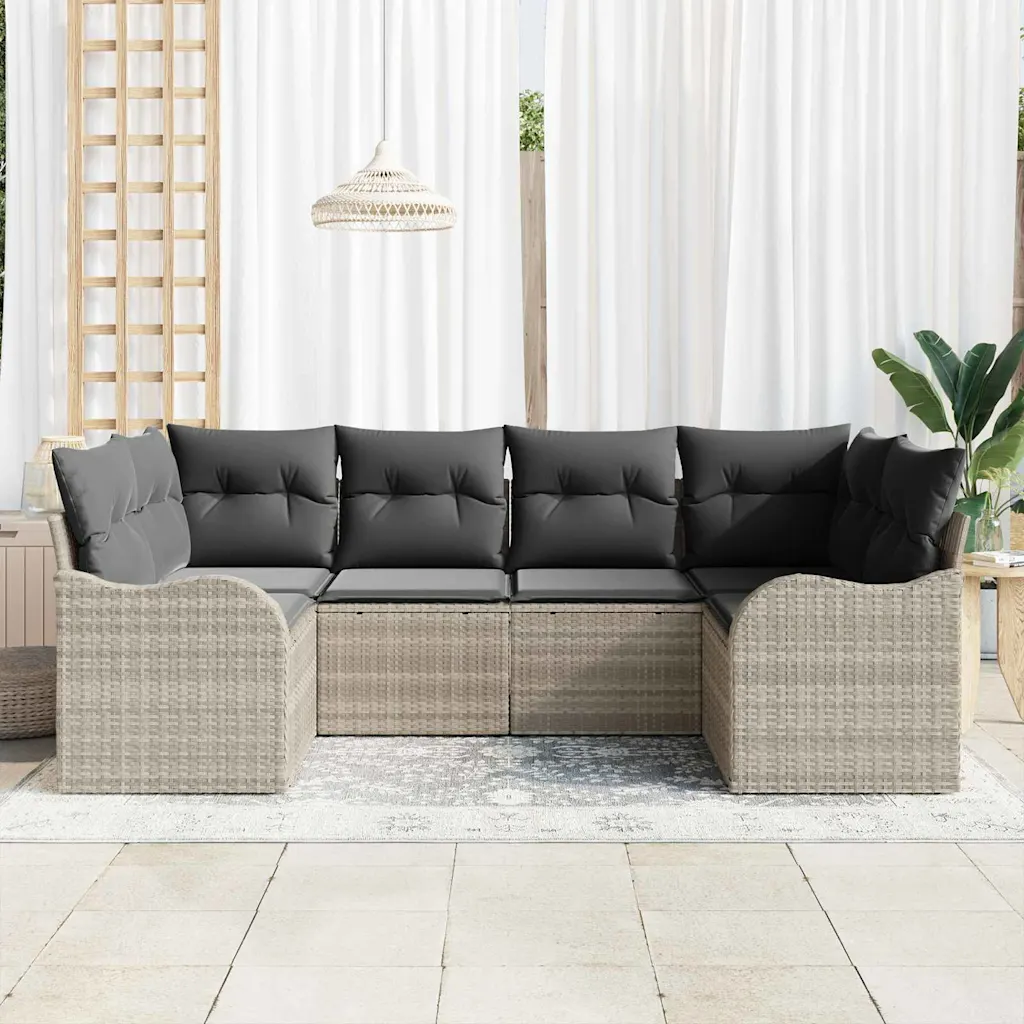 Modulaarne aiadiivanikomplekt patjadega, 6 osa, helehall polürotang