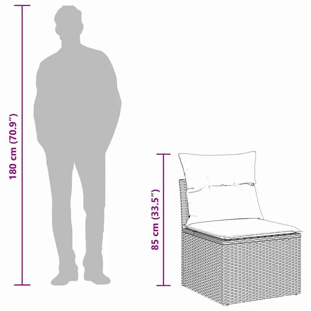 Modulaarne aiadiivanikomplekt panipaigaga, 6-osaline, beež polürotang
