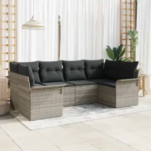 Modulaarne aiadiivanikomplekt patjadega, helehall polürotang, 6 osa