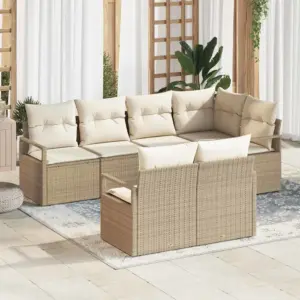 7-osaline modulaarne aiadiivanikomplekt patjadega, beež polürotang, 232 x 122 x 85 cm