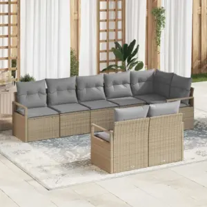 Modulaarne aiadiivanikomplekt 8-kohaline, beež polürotang