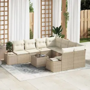 Modulaarne aiadiivanikomplekt patjadega, 9-osaline beež polürotang