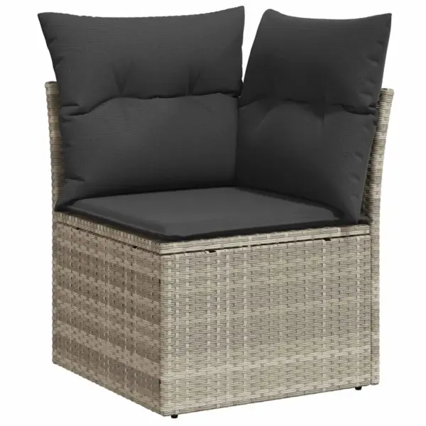 Modulaarne aiamööbli diivanikomplekt patjadega, 7-osaline, helehall polürotang, 289 x 124 x 85 cm - 6