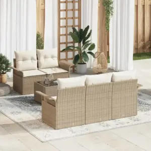 5 istekohaga modulaarne aiamööbli diivanikomplekt patjadega, 6-osaline, beež polürotang