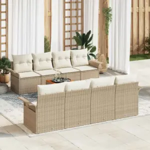 Modulaarne aiamööbli komplekt patjadega, 9-osaline, beež polürotang
