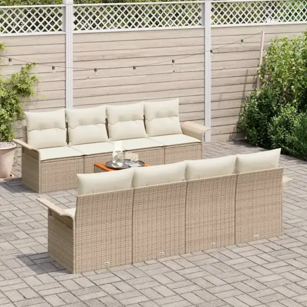 Modulaarne aiamööbli komplekt patjadega, 9-osaline, beež polürotang - 3
