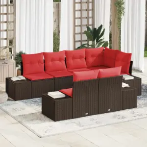 Modulaarne aia diivanikomplekt patjadega, 7-osaline, pruun polürotang