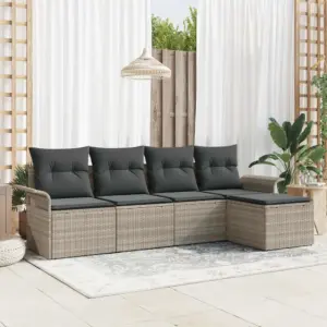 Modulaarne aianurgadiivan patjadega, helehall polürotang, 5-osaline komplekt