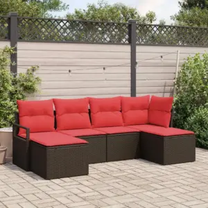 Modulaarne aiadiivanikomplekt 6-osaline, pruun polürotang, 4 istekohta, 230 x 117 x 85 cm