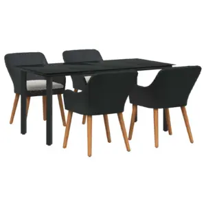 5-osaline must aiamööbli komplekt padjaga, polürotang, laud 160 x 80 cm