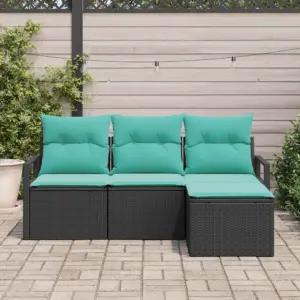 4-osaline modulaarne aiadiivanikomplekt, must polürotang, 3-kohaline, 175 x 117 x 85 cm