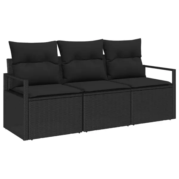 3-osaline modulaarne must polürotangist aiadiivan patjadega, 175 x 62 x 85 cm - 2