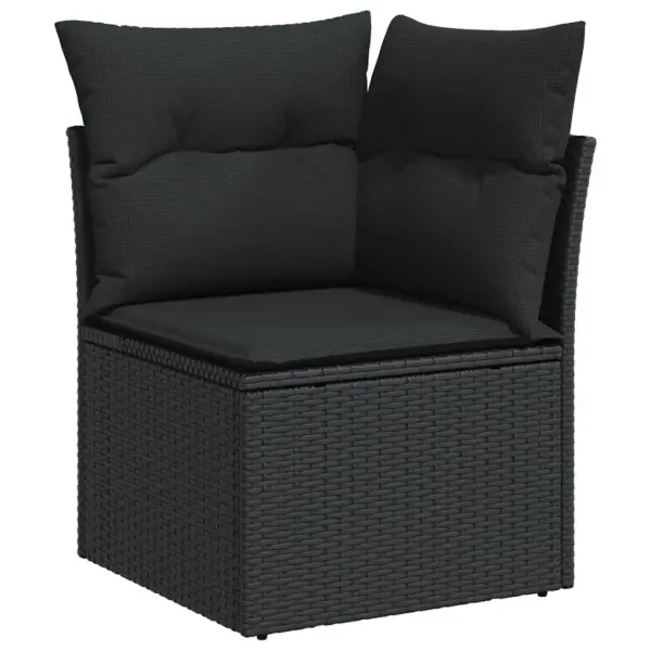 Modulaarne 9-osaline polürotangist aiamööbli diivanikomplekt padjadega, must - 7
