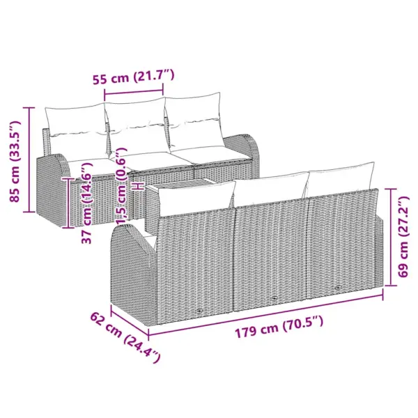 7-osaline must polürotangist aia diivanikomplekt patjadega, modulaarne, 6 istekohaga - 11